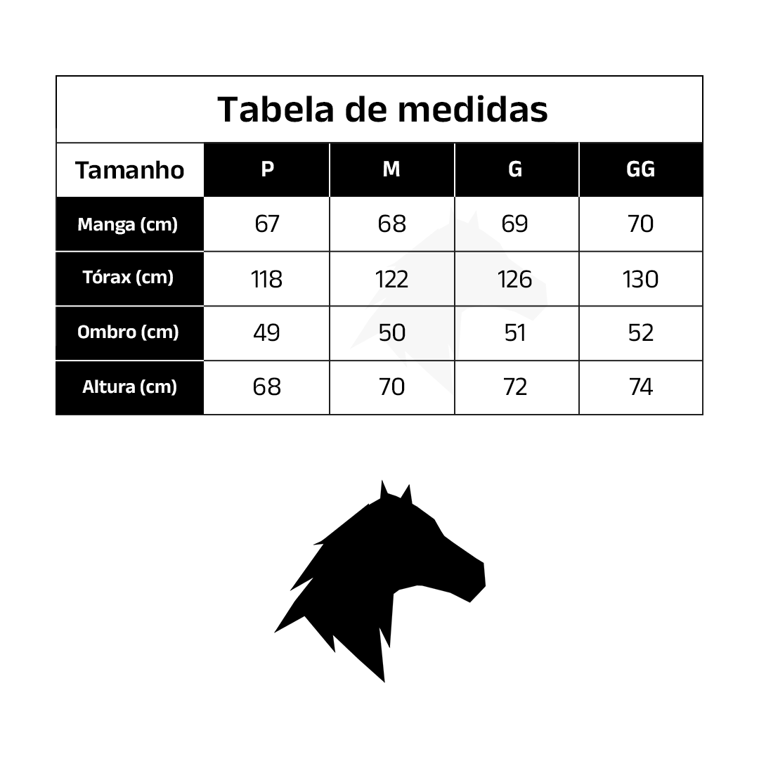 Tabela de tamanhos Jaqueta Masculina Cartello