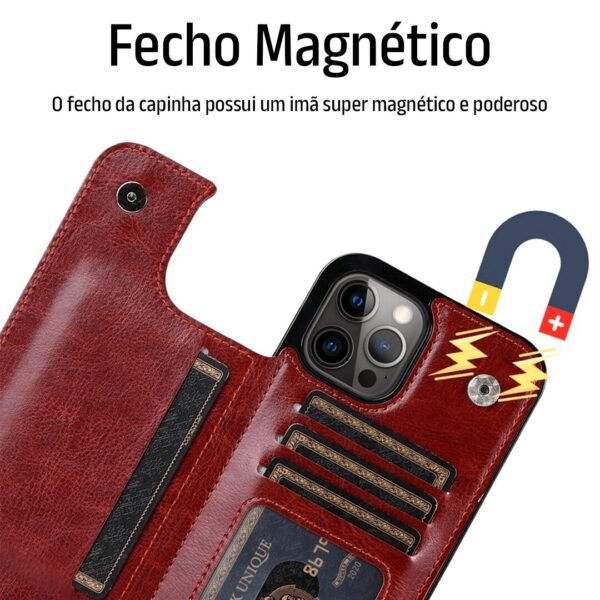 Capinha Iphone em Couro Genuíno com Carteira - Clube Boss