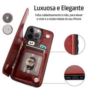 Capinha Iphone em Couro Genuíno com Carteira - Clube Boss