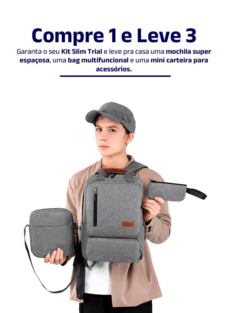 Kit de Mochilas Slim Trial (Compre 1 e Leve 3) - Clube Boss