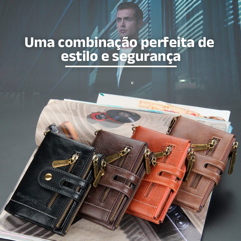 Carteira Masculina com Corrente em Couro Legítimo - Clube Boss