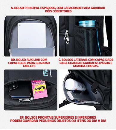 Mochila Expansiva Oxford de Larga Capacidade - Clube Boss