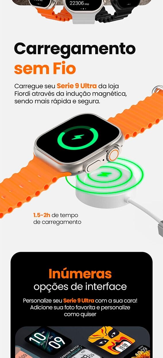 SmartWatch - Serie 9 Ultra Original (Brinde 7 Pulseiras + Case) - Clube Boss