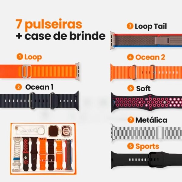 SmartWatch - Serie 9 Ultra Original (Brinde 7 Pulseiras + Case) - Clube Boss