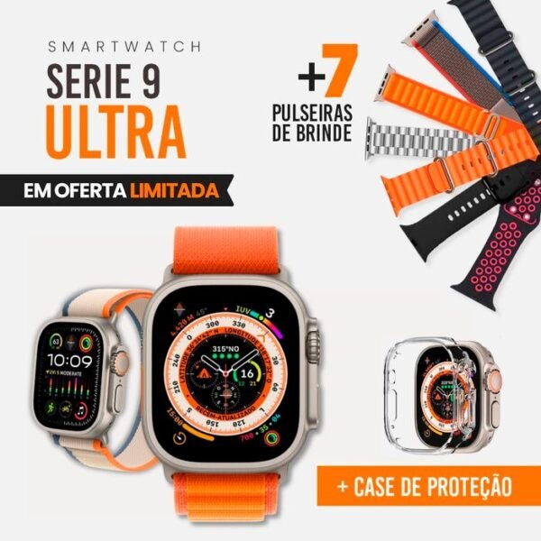 SmartWatch - Serie 9 Ultra Original (Brinde 7 Pulseiras + Case) - Clube Boss