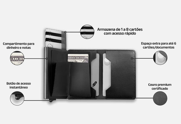 Carteira de Couro Legítimo Slide Protect - Clube Boss