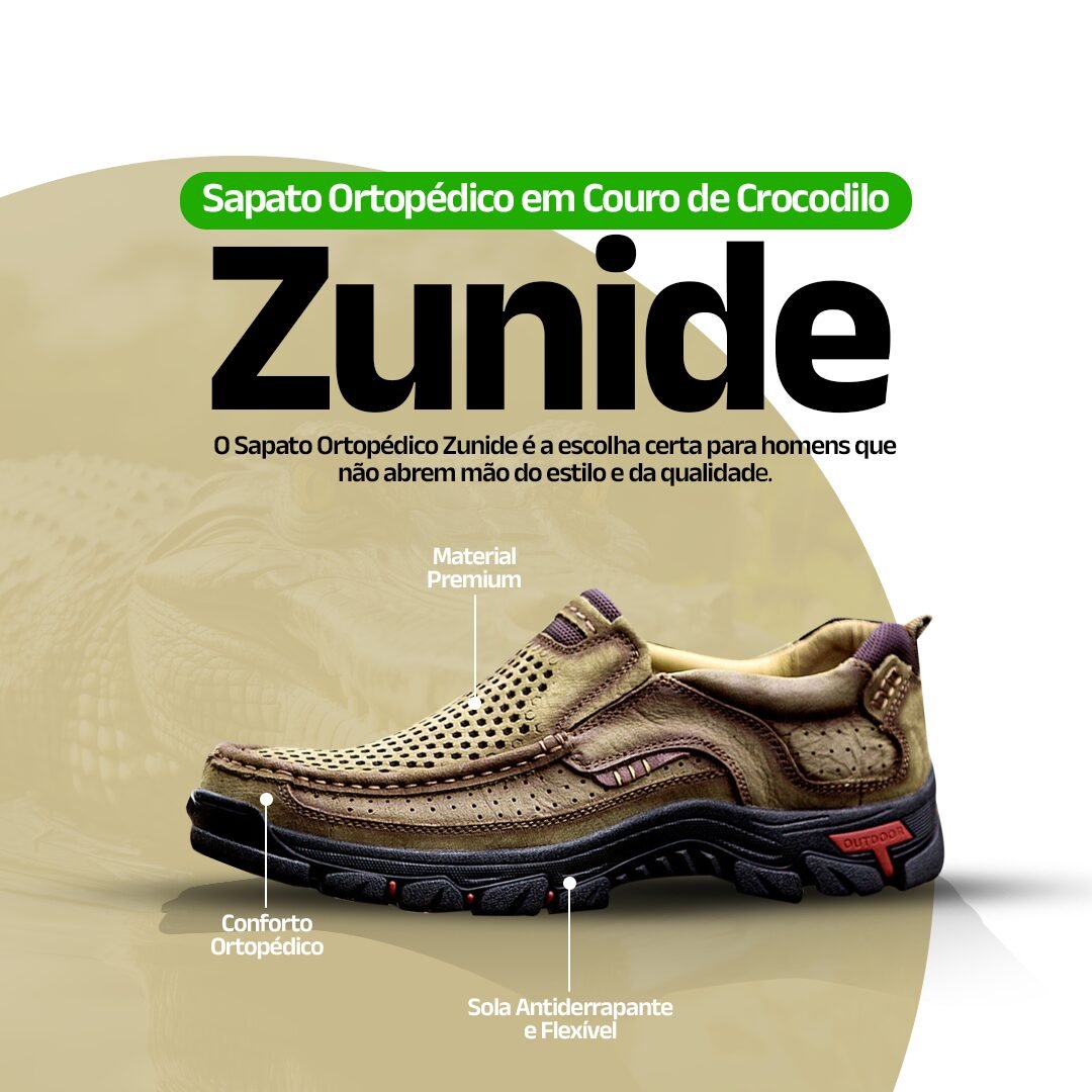 Sapato Ortopédico em Couro de Crocodilo - Zunide