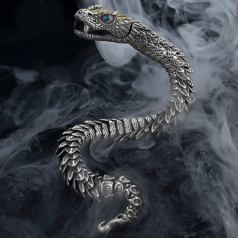 Pulseira de Dragão Nórdico e Serpente Jörmungandr - Clube Boss