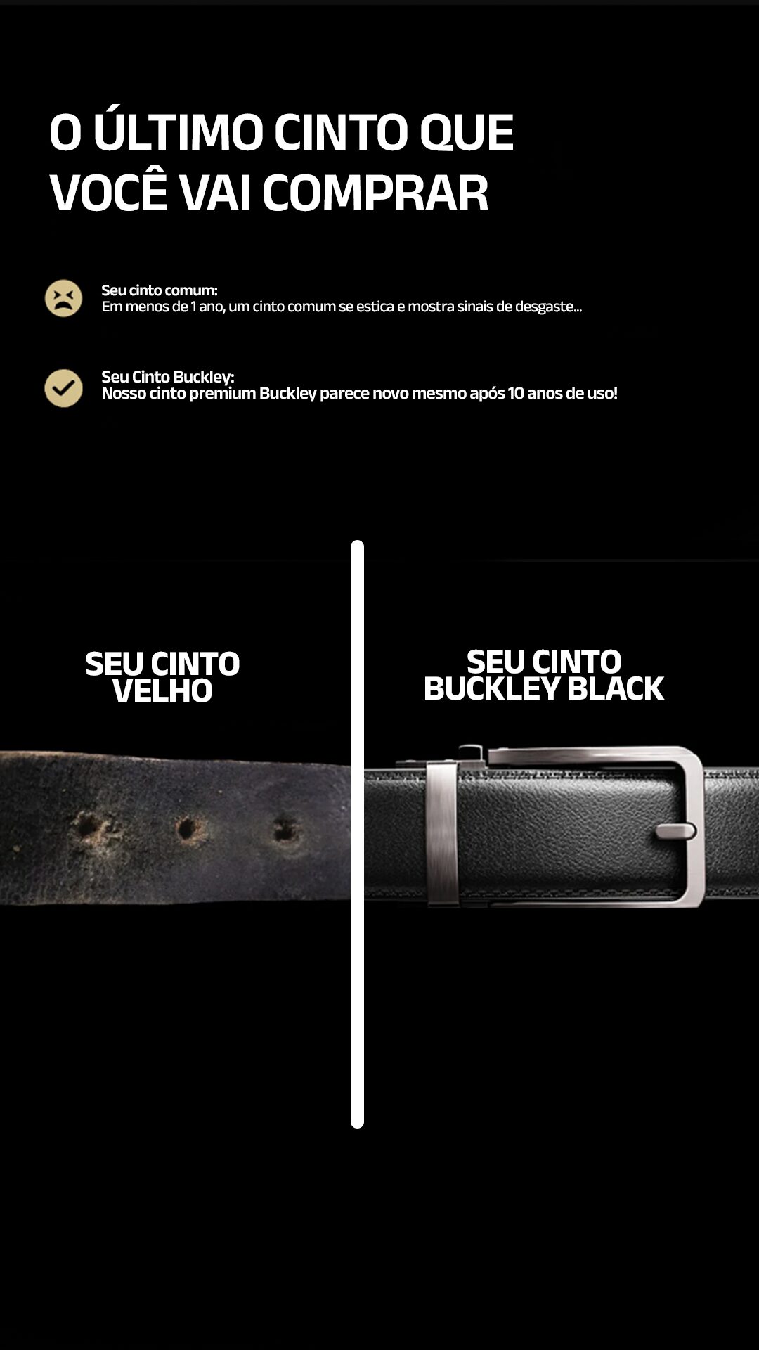 Cinto de Couro Legítimo Buckley Black - Clube Boss