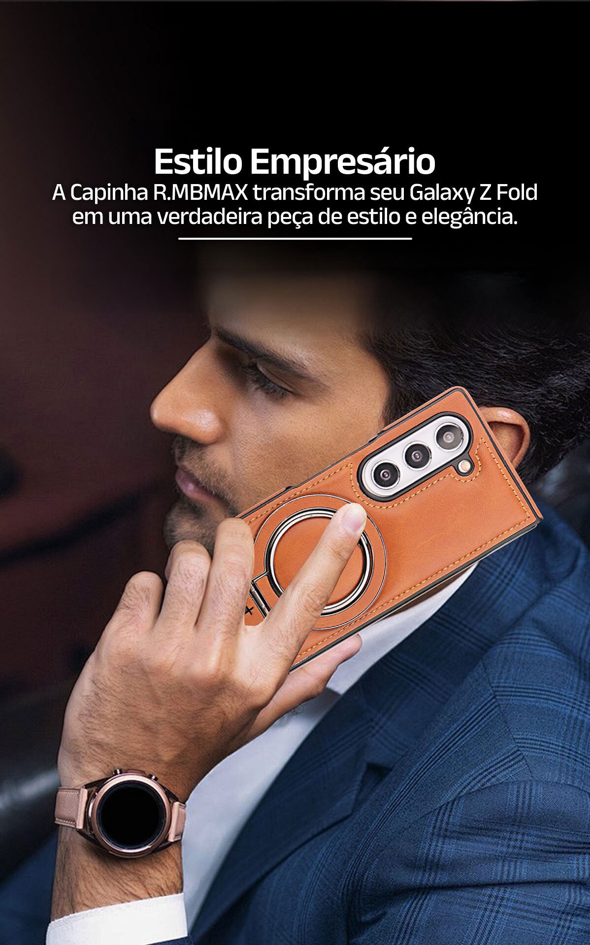 Capinha R.MBMAX de Couro Legítimo para Samsung Galaxy Z Fold - Clube Boss