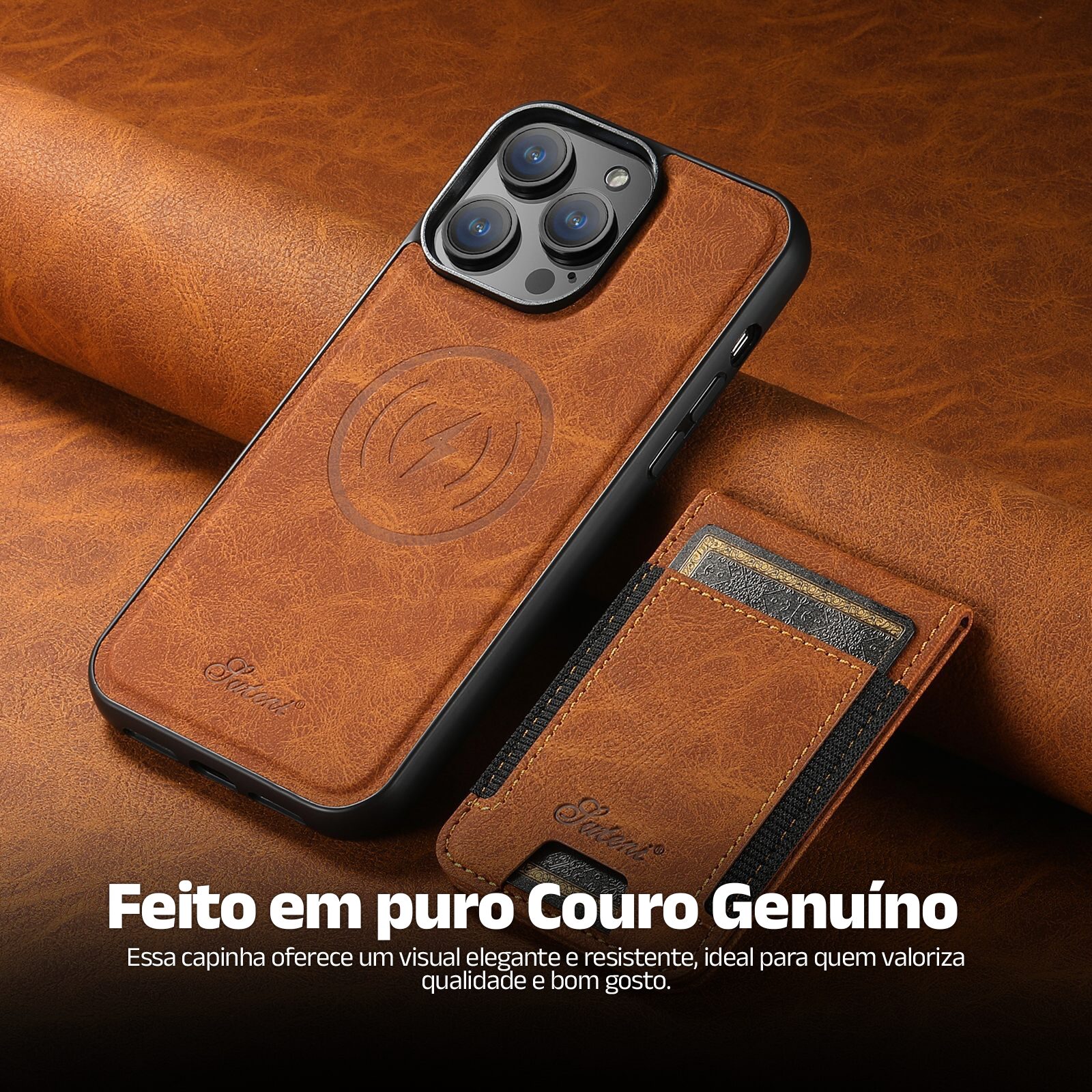 Capinha iPhone com Carteira de Couro Genuíno Old London - Clube Boss