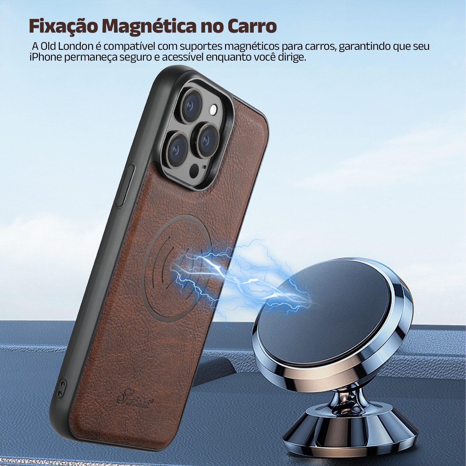 Capinha iPhone com Carteira de Couro Genuíno Old London - Clube Boss
